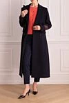 Пальто из флиса и полиамида синее женское MSGM - лого на рукаве. 75% флис, 25% полиамид. пуговицы. два боковых кармана. Страна производитель: Италия. Уход: специализированная чистка - фото 2