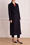 MSGM Пальто из флиса и полиамида синее женское - лого на рукаве. 75% флис, 25% полиамид. пуговицы. два боковых кармана. Страна производитель: Италия. Уход: специализированная чистка - фото 3
