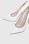 Francesco Sacco Women's white leather shoes with high heels - logo on the insole. leather. Heel height: 12 centimeters. Country of manufacture: Italy. Care: specialized cleaning - photo 5