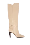 Saint Laurent Women's leather boots with a strap, beige - Decoration: strap. leather. Heel height: 10 cm. zipper. Country of manufacture: Italy. Care: specialized cleaning - photo 1