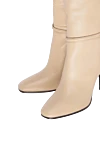 Saint Laurent Women's leather boots with a strap, beige - Decoration: strap. leather. Heel height: 10 cm. zipper. Country of manufacture: Italy. Care: specialized cleaning - photo 5