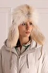 Beige fox cap for women FG Furs - fur. 100% fox. Country of manufacture: Italy. Care: specialized cleaning - photo 2