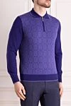 Stefano Ricci Поло с длинным рукавом в насыщенном фиолетовом цвете с узором и молнией - Контрастная отделка, фактурные линии. Длинный рукав. 70% кашемир, 30% шёлк. Молния. Страна производитель: Италия. Уход: специализированная чистка - фото 3