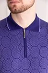 Stefano Ricci Поло с длинным рукавом в насыщенном фиолетовом цвете с узором и молнией - Контрастная отделка, фактурные линии. Длинный рукав. 70% кашемир, 30% шёлк. Молния. Страна производитель: Италия. Уход: специализированная чистка - фото 5
