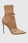 Gianvito Rossi Ботинки женские бежевые с кружевной текстурой на шпильке - фактурный текстиль, сетка, завязка. натуральная кожа, текстиль. Высота каблука: 12 сантиметров. Страна производитель: Италия. Уход: специализированная чистка - фото 1