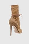 Beige textile and leather boots for women Gianvito Rossi - textured textile, mesh, tie. genuine leather, textile. Heel height: 12 centimeters. Country of manufacture: Italy. Care: specialized cleaning - photo 4