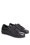 Cesare di Napoli Black leather sneakers for men - leather interior. 100% genuine leather. lacing. sole height 2cm. Insole: leather. Country of manufacture: Italy. Care: specialized cleaning - photo 3