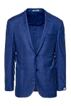 Corneliani Пиджак фиолетовый мужской - шлица, узор клетка. 71% шерсть, 17% шелк, 11% флекс. две пуговицы. три внутренних, два боковых, нагрудный карман. 100% купро. Страна производитель: Италия. Уход: специализированная чистка - фото 1