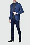 Пиджак фиолетовый мужской Corneliani - шлица, узор клетка. 71% шерсть, 17% шелк, 11% флекс. две пуговицы. три внутренних, два боковых, нагрудный карман. 100% купро. Страна производитель: Италия. Уход: специализированная чистка - фото 2