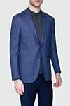 Corneliani Пиджак фиолетовый мужской - шлица, узор клетка. 71% шерсть, 17% шелк, 11% флекс. две пуговицы. три внутренних, два боковых, нагрудный карман. 100% купро. Страна производитель: Италия. Уход: специализированная чистка - фото 3