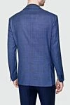 Пиджак фиолетовый мужской Corneliani - шлица, узор клетка. 71% шерсть, 17% шелк, 11% флекс. две пуговицы. три внутренних, два боковых, нагрудный карман. 100% купро. Страна производитель: Италия. Уход: специализированная чистка - фото 4