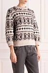 Brunello Cucinelli eige womens jumper with a contrasting pattern - relief knitting, fantasy pattern. 86% cashmere, 12% mohair, 12% polyamide. Country of manufacture: Italy. Care: specialized cleaning - photo 3