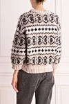 eige womens jumper with a contrasting pattern Brunello Cucinelli - relief knitting, fantasy pattern. 86% cashmere, 12% mohair, 12% polyamide. Country of manufacture: Italy. Care: specialized cleaning - photo 4