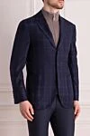 Brunello Cucinelli Blue wool jacket for men - check pattern. 100% wool. two buttons. two inside, two side, chest pocket. Lining: 100% viscose. Country of manufacture: Italy. Care: specialized cleaning - photo 3