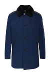 Torras Blue cashmere coat for men - Fur Collar. cashmere, natural fur. Buttons. Three side pockets, two inside pockets. Country of manufacture: Italy. Care: specialized cleaning - photo 1