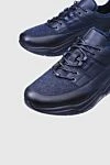 Doucal`s Blue leather and textile sneakers for men - Extras: fur lining. Composition: genuine leather, testille. Clasp: lacing. Sole: height 2 cm. Country of manufacture: Italy. Care: specialized cleaning - photo 5