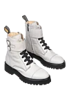 Doucal`s Women's gray leather boots with a black sole - contrasting sole, buckles. genuine leather, fur. Heel height: 2 centimeters. lacing. Country of manufacture: Italy. Care: specialized cleaning - photo 3