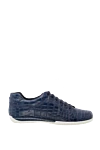 Artioli Blue crocodile leather sneakers for men - textured leather. 100% crocodile skin. lacing. sole height 2cm. Country of manufacture: Italy. Care: specialized cleaning - photo 1