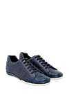 Artioli Blue crocodile leather sneakers for men - textured leather. 100% crocodile skin. lacing. sole height 2cm. Country of manufacture: Italy. Care: specialized cleaning - photo 3