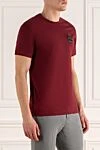 Dolce & Gabbana Cotton T-shirt burgundy for men - logo print. 100% cotton. Country of manufacture: Italy. Care: specialized cleaning - photo 3