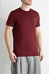 Dolce & Gabbana Cotton T-shirt burgundy for men - leather logo. 100% cotton. Country of manufacture: Italy. Care: specialized cleaning - photo 3