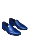 Zilli Blue leather loafers for men - logo, contrast sole. heel height 2 cm,. 100% leather. Country of manufacture: Italy. Care: specialized cleaning - photo 3