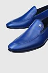 Zilli Blue leather loafers for men - logo, contrast sole. heel height 2 cm,. 100% leather. Country of manufacture: Italy. Care: specialized cleaning - photo 5