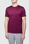 Cesare di Napoli Cotton T-shirt burgundy for men - 100% cotton. Country of manufacture: Italy. Care: specialized cleaning - photo 3