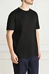 Cesare di Napoli Black cotton T-shirt for men - 100% cotton. Country of manufacture: Italy. Care: specialized cleaning - photo 3