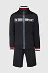 Plein Sport Men's sports suit made of polyamide black - Brand logo printing, contrasting cuffs. 100% polyamide. Closure: Drawstring, zipper. Four side pockets. Country of manufacture: Italy. Care: specialized cleaning - photo 1