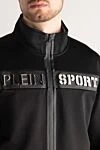 Plein Sport Men's sports suit made of polyamide black - Brand logo printing, contrasting cuffs. 100% polyamide. Closure: Drawstring, zipper. Four side pockets. Country of manufacture: Italy. Care: specialized cleaning - photo 5