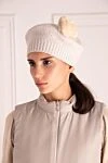 Beige beret for women Max&Moi - pompon. 63% wool, 27% cashmere, 4% polyester. Country of manufacture: Italy. Care: specialized cleaning - photo 2