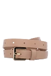 Max&Moi Women's leather belt classic beige - 100% genuine leather. Fastener: decorative buckle. Width: 2 cm. Country of manufacture: Italy. Care: specialized cleaning - photo 1