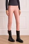 Max&Moi Women's leather leggings in pink, tight-fitting - 97% leather, 2% elastane, 1% cotton. elastic belt. Country of manufacture: Italy. Care: specialized cleaning - photo 3