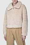 Fleur de Paris Women's beige wool and acrylic jacket - 30% wool, 70% acrylic. Closure: zipper. Country of manufacture: Italy. Care: specialized cleaning - photo 3