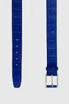 Cesare di Napoli Crocodile leather belt blue for men - Textured leather. 100% crocodile leather. Size: Width 2.5cm. Buckle. Country of manufacture: Italy. Care: specialized cleaning - photo 3