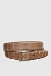 Cesare di Napoli Beige crocodile leather belt for men - Textured leather. 100% crocodile leather. Size: Width 2.5cm. Buckle. Country of manufacture: Italy. Care: specialized cleaning - photo 1