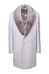 Cesare di Napoli White cashmere and mink coat for men - Fur Collar. 100% cashmere, 100% mink. Buttons. Two welt pockets, two inside pockets. Lining: 100% silk. Country of manufacture: Italy. Care: specialized cleaning - photo 1