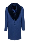 Cesare di Napoli Blue cashmere and mink coat for men - Fur Collar. cashmere, mink. Buttons. Two welt pockets, two inside pockets. Lining: 100% silk. Country of manufacture: Italy. Care: specialized cleaning - photo 1