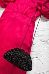 Annabella Black leather makeup bag for woman - crystals. latch. 100% leather. Country of manufacture: Italy. Care: specialized cleaning - photo 5