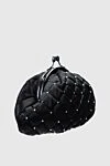 Annabella Black leather makeup bag for woman - crystals. latch. 100% leather. Country of manufacture: Italy. Care: specialized cleaning - photo 3