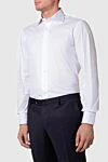 White shirt for men Barba Napoli - 78% cotton, 18% polyamide, 4% elastane. Closure: buttons. Country of manufacture: Italy. Care: specialized cleaning - photo 2