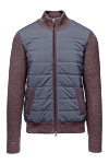 Barba Napoli Brown wool cardigan for men - Contrast cuffs, sleeves and pockets. High collar. 100% wool. Closure: Zipper. Two side pockets. Country of manufacture: Italy. Care: specialized cleaning - photo 1