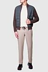 Brown wool cardigan for men Barba Napoli - Contrast cuffs, sleeves and pockets. High collar. 100% wool. Closure: Zipper. Two side pockets. Country of manufacture: Italy. Care: specialized cleaning - photo 2