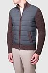 Barba Napoli Brown wool cardigan for men - Contrast cuffs, sleeves and pockets. High collar. 100% wool. Closure: Zipper. Two side pockets. Country of manufacture: Italy. Care: specialized cleaning - photo 3
