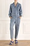 Blue cotton jumpsuit for women Citizens of Humanity - contrasting seams. buttons, belt. 100% cotton. two side pockets, two top pockets. Country of manufacture: Italy. Care: specialized cleaning - photo 2