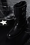 Women's black leather boots with buckles Dior - buckles. genuine leather. Heel height: 2 centimeters. lacing. Country of manufacture: Italy. Care: specialized cleaning - photo 8