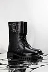 Women's black leather boots with buckles Dior - buckles. genuine leather. Heel height: 2 centimeters. lacing. Country of manufacture: Italy. Care: specialized cleaning - photo 6