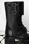 Dior Women's black leather boots with buckles - buckles. genuine leather. Heel height: 2 centimeters. lacing. Country of manufacture: Italy. Care: specialized cleaning - photo 7