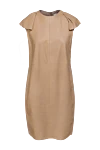 Brunello Cucinelli Beige leather dress for women - zipper. sleeveless, epaulettes on the shoulders. 100% genuine leather. Country of manufacture: Italy. Care: specialized cleaning - photo 1